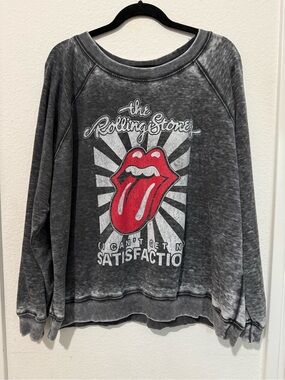 Recycled Karma Black Graphic Rolling Stones Tee